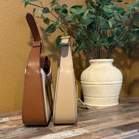 Cesia Canvas & Taupe Metallic Accent Shoulder Bag - Picture 5 of 6